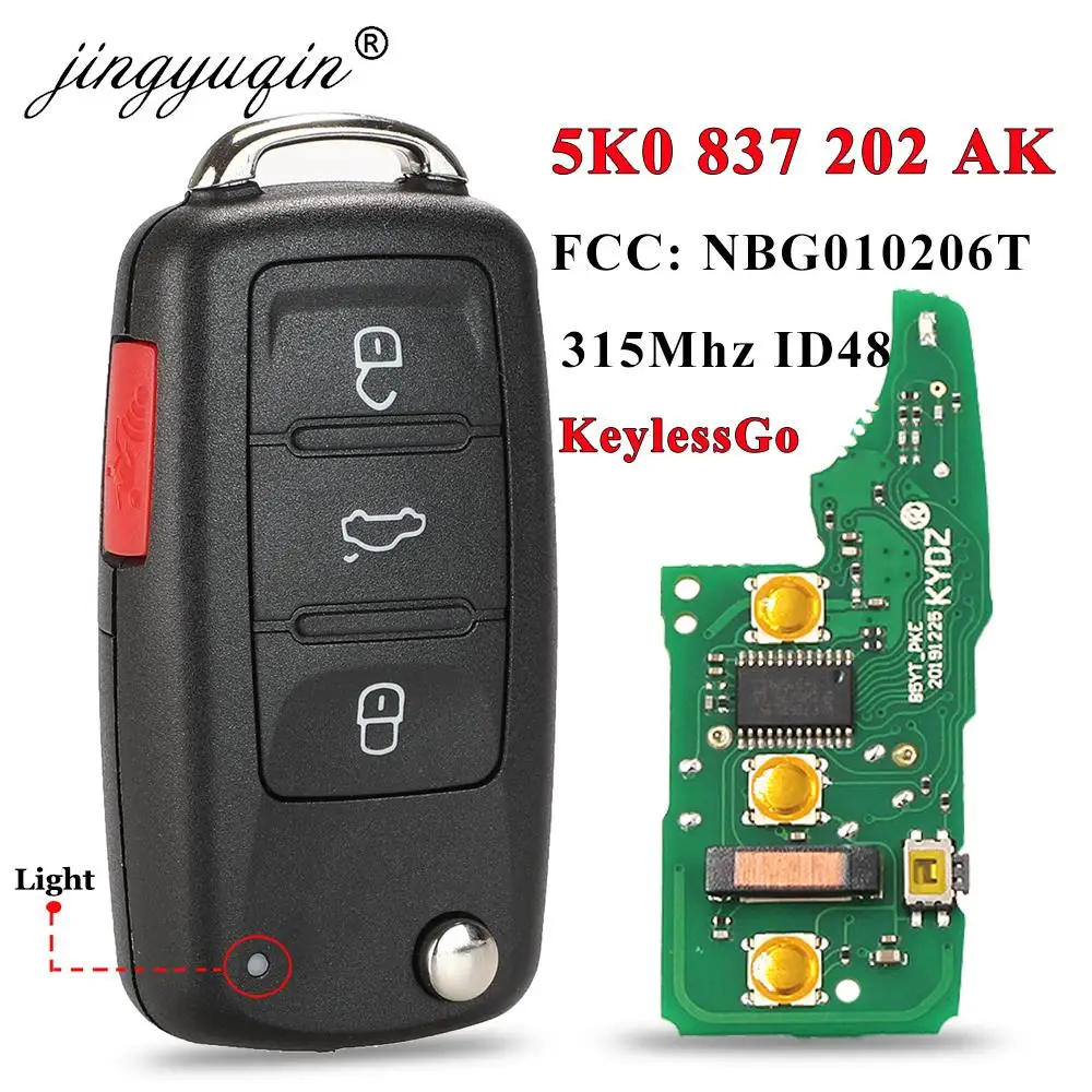 jingyuqin 5K0837202AK 4Button KeylessGo Remote Key 315MHz MQB48 for Volkswagen VW Tiguan Beetle EOS GOLF JETTA PASSAT NBG010206T
jingyuqin 5K0837202AK 4Button KeylessGo Remote Key 315MHz MQB48 for Volkswagen VW Tiguan Beetle EOS GOLF JETTA PASSAT NBG010206T