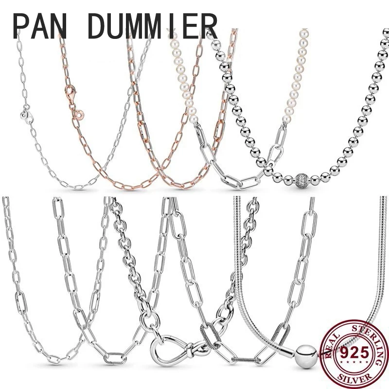 

New Hot 925 Silver Exquisite Chain Link Me Series Women's Necklace Is Suitable For Original Pandoha High-quality Charm Jewelry