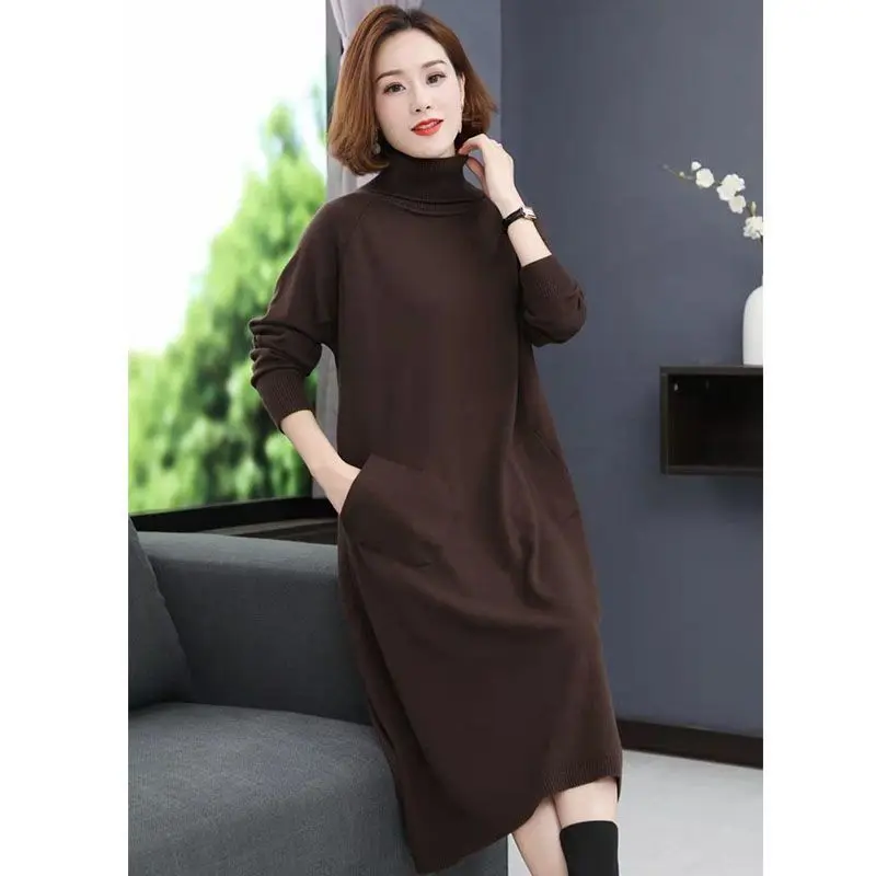 Women Autumn Winter Oversize Knit Dress 2023 New Fashion Soid Turtleneck Pockets Loose Long Female Bottom Sweater Dresses
Women Autumn Winter Oversize Knit Dress 2023 New Fashion Soid Turtleneck Pockets Loose Long Female Bottom Sweater Dresses