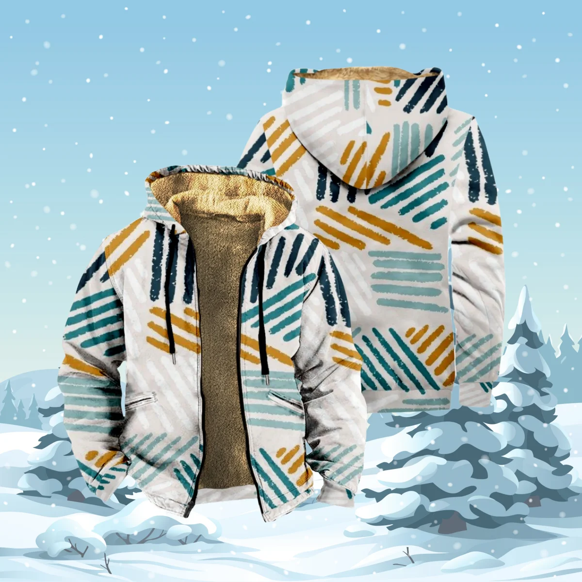 Warm Hoodie Abstract Stripes Pattern Zipper Hoodie Men's Long Sleeve Thickened Winter Coat 3D Prints Streetwear Jacket
Warm Hoodie Abstract Stripes Pattern Zipper Hoodie Men's Long Sleeve Thickened Winter Coat 3D Prints Streetwear Jacket