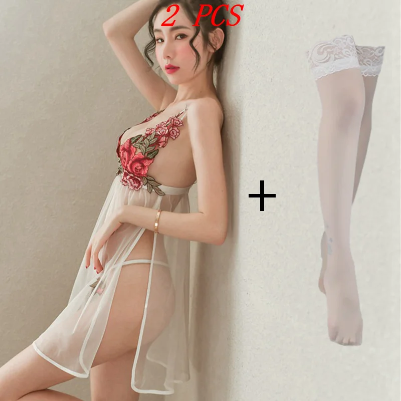 Hete Vrouwen Sexy Erotische Sling Lingerie Nachtkleding Socking Set Aantrekkelijke Sexy