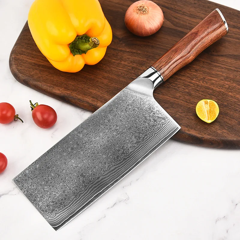

7-дюймовый Нож для нарезки, 67 слоев, лезвие из дамасской стали, острые поварские ножи, мясницкий нож Longquan, кухонные инструменты, ручная работа