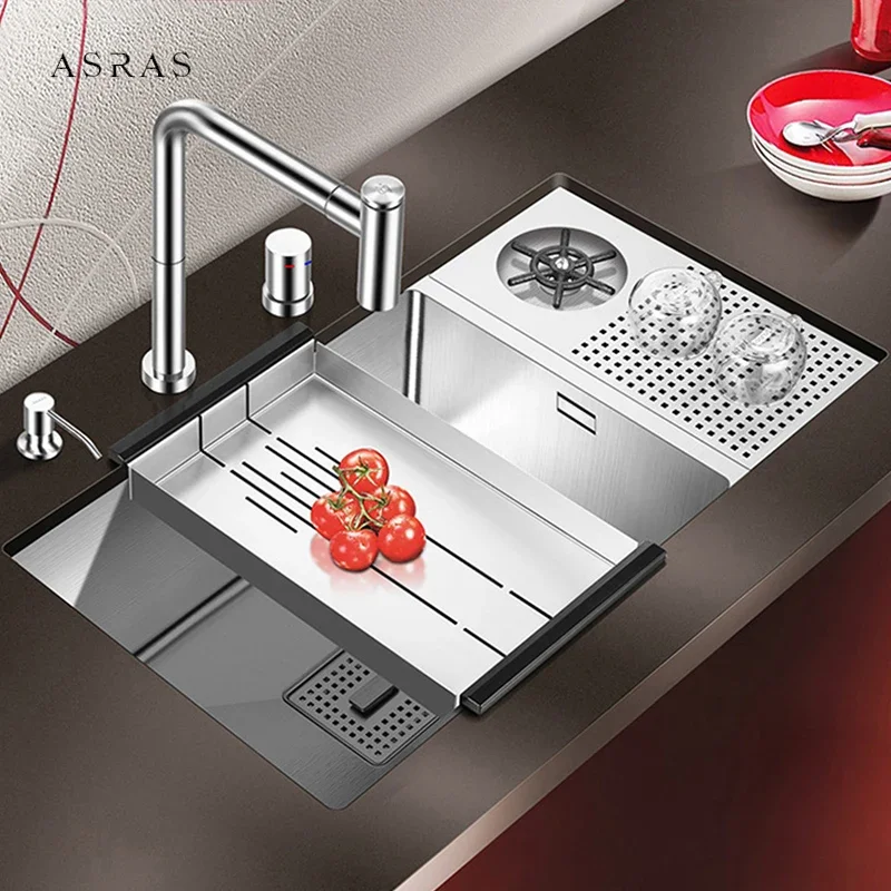 

ASRAS SUS 304 Stainless Steel High Pressure Cup Rinser Kitchen Sink Handmade Brushed Undermount Bar Counter kitchen Sinks