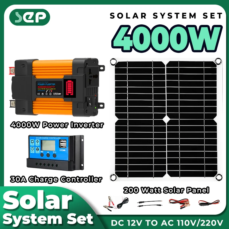 Solar kit Complete 4000w 220v Inverter 5V Solar Panel home Set RV 30A Controller integrated solar energy system off grid Camping
Solar kit Complete 4000w 220v Inverter 5V Solar Panel home Set RV 30A Controller integrated solar energy system off grid Camping