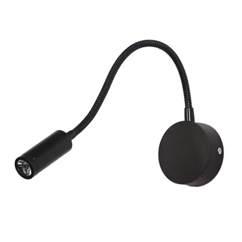 

Focos Reading Lights Black, Flexible Gooseneck Lamp LED 3W 3000K Wall Mounted 240V Without Switch For Bedrooms Living Roo