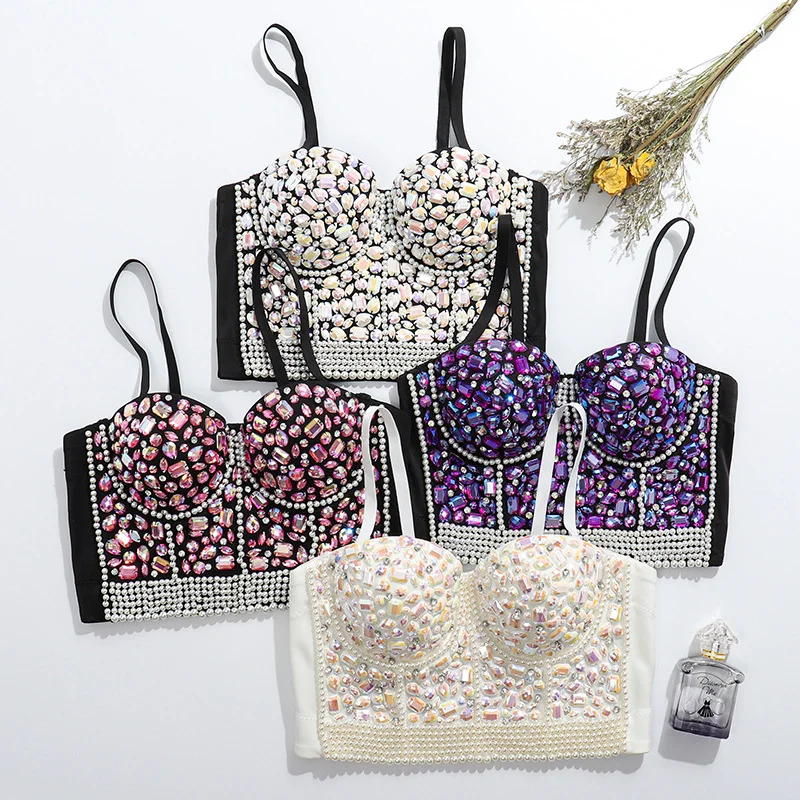 Cropped Luxury Women Bead Strap Vest Female Ball Sexy Brilliant Diamond Performance Chest Top 2023 New Style Lady Blouse Clothes
Cropped Luxury Women Bead Strap Vest Female Ball Sexy Brilliant Diamond Performance Chest Top 2023 New Style Lady Blouse Clothes