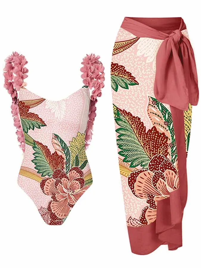 

Женский купальник 2023, Цельный купальник с цветочным принтом и цветными блоками, комплект бикини, купальный костюм, пляжная одежда