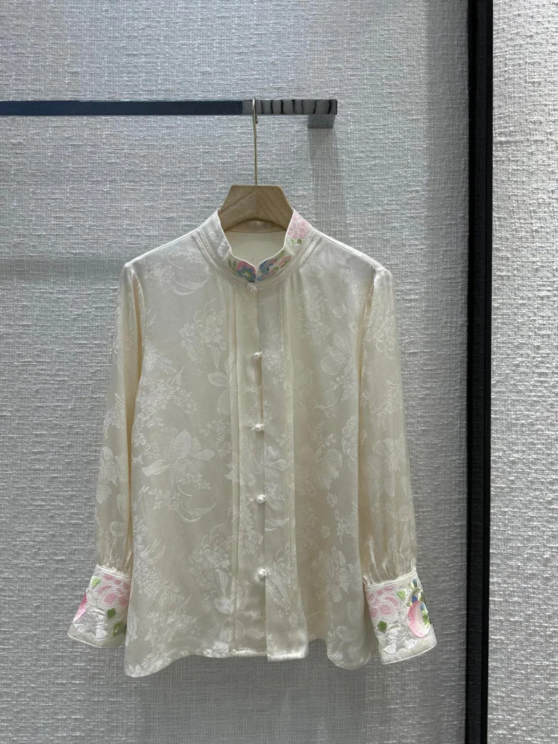 Chinese style women's jacket, fashionable and trendy, retro jacquard embroidery standing collar long sleeved top, worn alone
Chinese style women's jacket, fashionable and trendy, retro jacquard embroidery standing collar long sleeved top, worn alone
