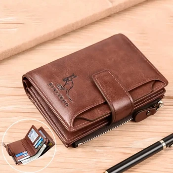 Mens Coin Purse Wallet RFID Blocking Man PU Leather Wallet Zipper Business Card Holder Money Bag Wallet Male