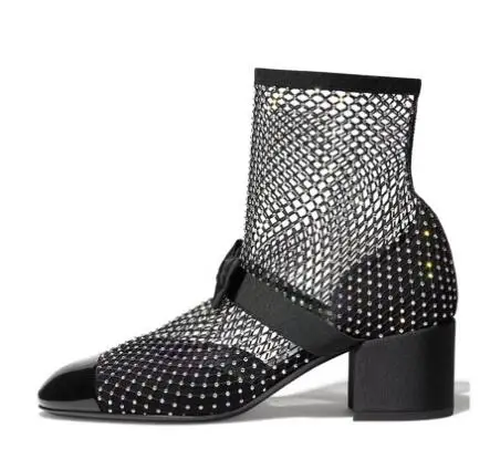 Black White Patent Leather Air Mesh Crystal Rhinestone Bow Tie Socks Short Boots Women Square Med Heels Round Toe Shoes Size 46
Black White Patent Leather Air Mesh Crystal Rhinestone Bow Tie Socks Short Boots Women Square Med Heels Round Toe Shoes Size 46