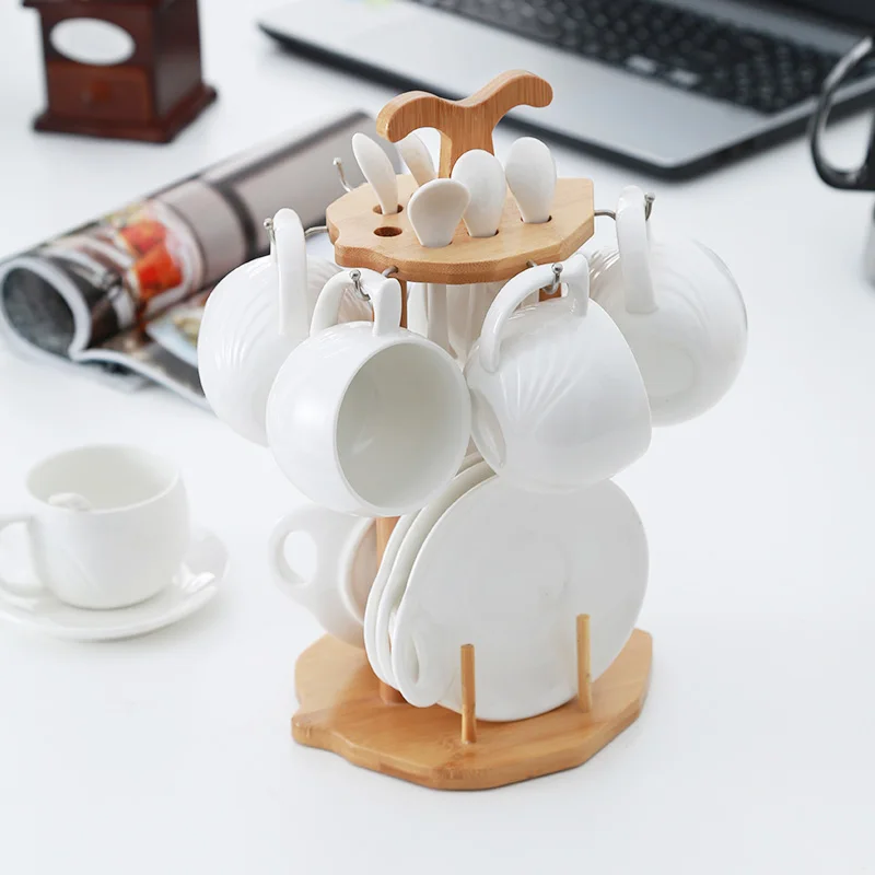 Nordic Creative ceramics Coffee cup Tea set Wooden storage rack Spoon Plate combination Afternoon tea set cup room decoration
Nordic Creative ceramics Coffee cup Tea set Wooden storage rack Spoon Plate combination Afternoon tea set cup room decoration