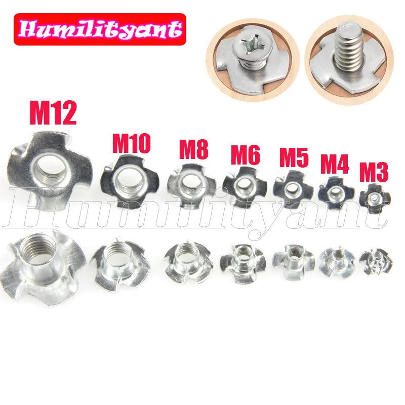 10PCS Carbon Steel Four Pronged T Nuts M3/M4/M5/M6/M8/M10/M12 Blind Inserts Nut For Wood Furniture 
10PCS Carbon Steel Four Pronged T Nuts M3/M4/M5/M6/M8/M10/M12 Blind Inserts Nut For Wood Furniture