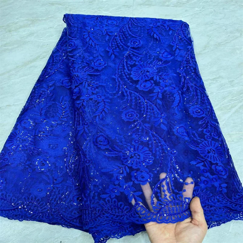 French Sequins Lace Fabric 2024 Royal Blue High Quality 5 Yards Nigerian Lace Fabric African Tulle Lace Fabric For Party Dress
French Sequins Lace Fabric 2024 Royal Blue High Quality 5 Yards Nigerian Lace Fabric African Tulle Lace Fabric For Party Dress