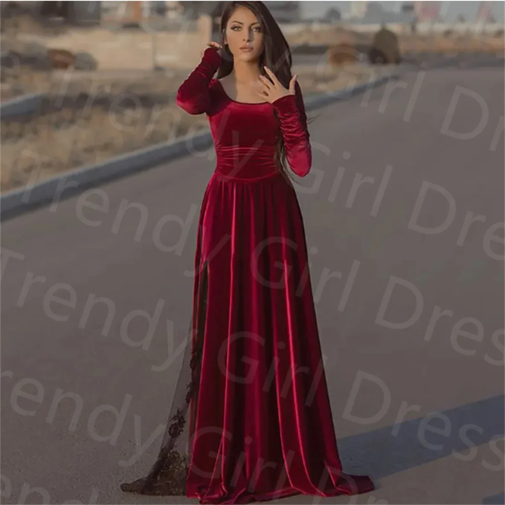 Classic Burgundy Velvet Caftan Evening Long Sleeve Black Lace Dubai Formal Party Gowns Longo Prom Dresses فساتين مناسبة رسمية
Classic Burgundy Velvet Caftan Evening Long Sleeve Black Lace Dubai Formal Party Gowns Longo Prom Dresses فساتين مناسبة رسمية