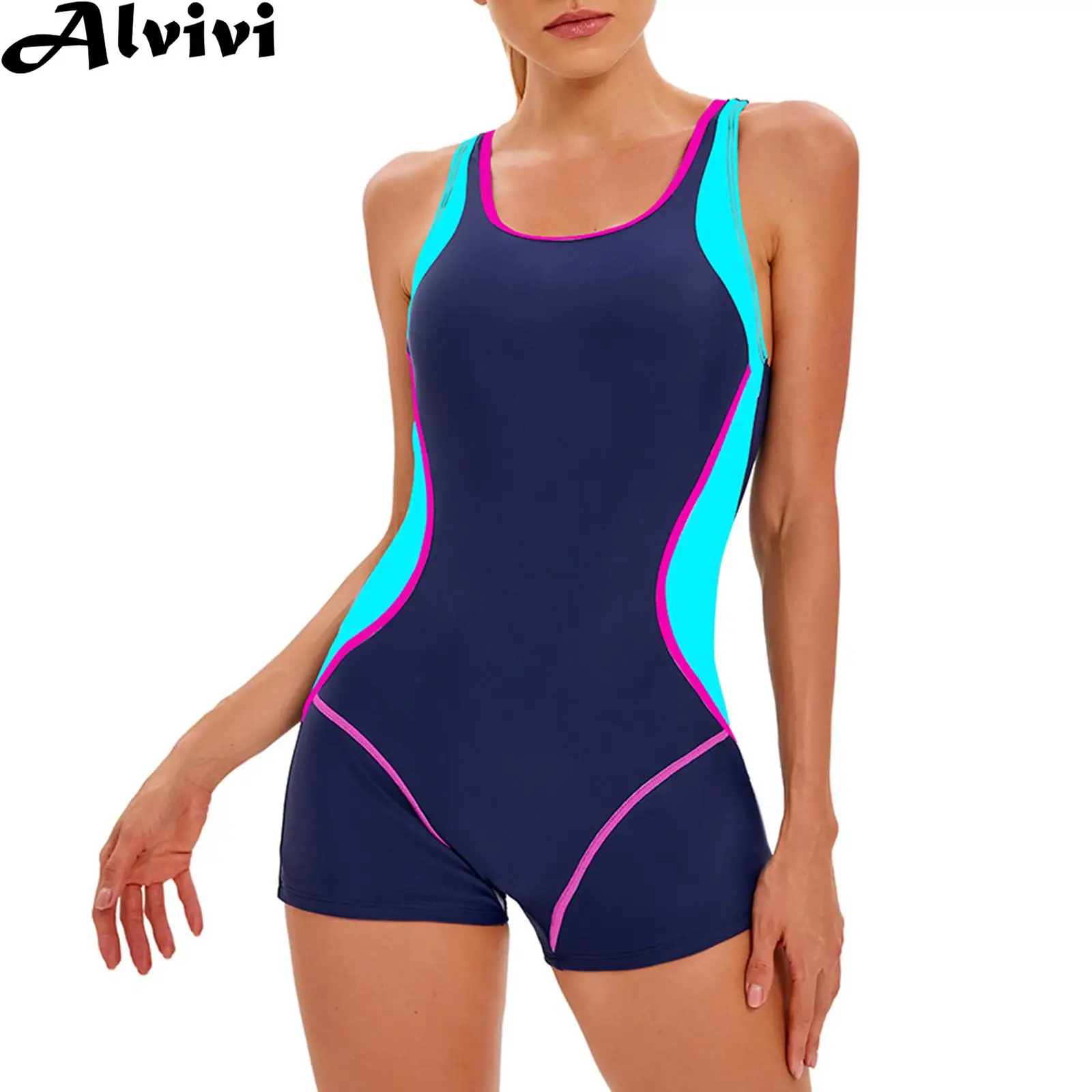 

Womens One-piece Swimwear Swimsuit Sleeveless Cutout Racerback Bodysuit Bathing Suit Rash Guards Diving Surfing Sports Jumpsuit