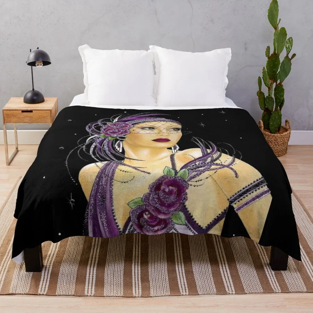 

FLAPPER : Vintage 1930 Art Deco Print Throw Blanket valentine gift ideas For Sofa Thin Loose Blankets