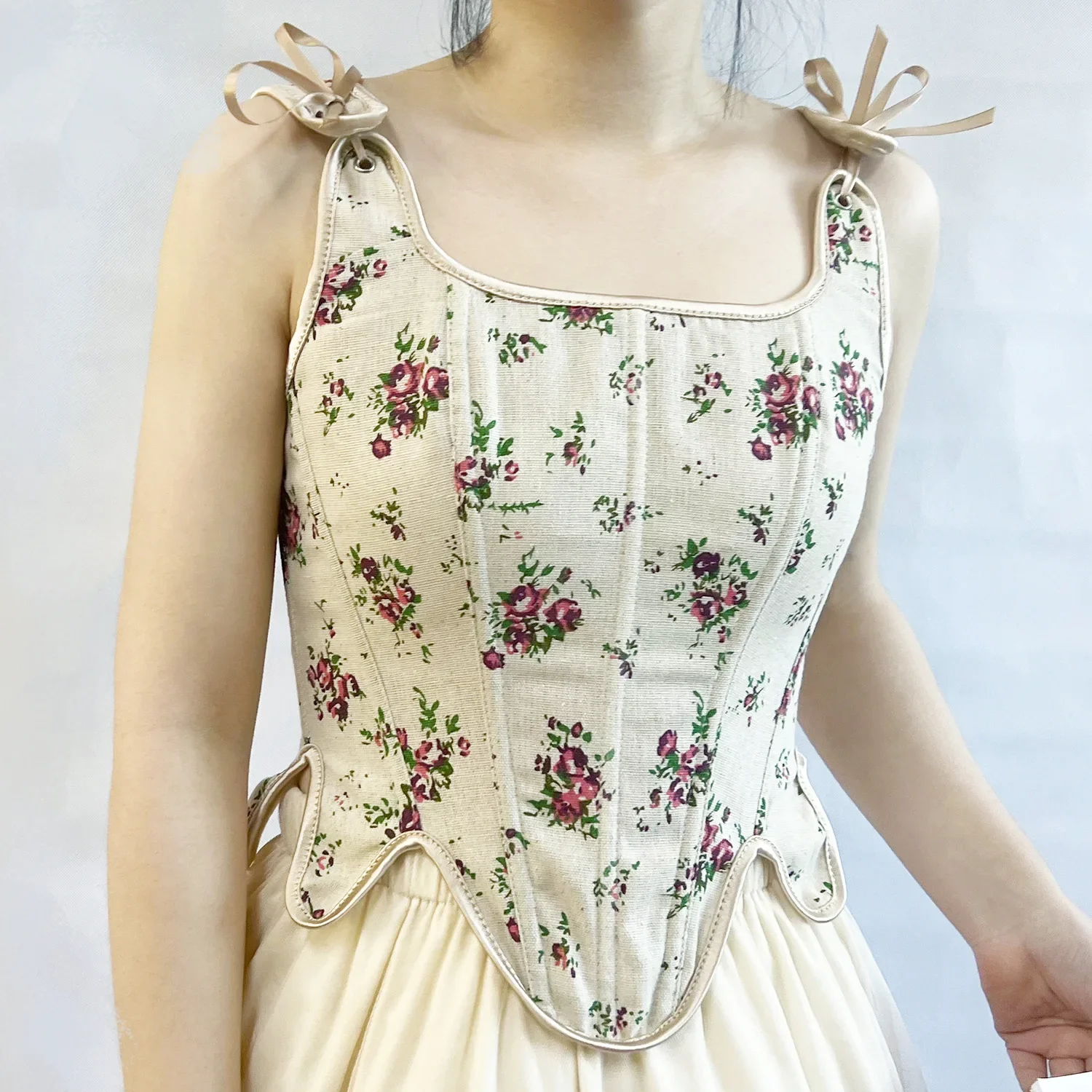 French Style Small Flower Printing Strap Fish Bone Chest Support Short Tank Top Cotton and Linen Bustier Crop Corset Tops
French Style Small Flower Printing Strap Fish Bone Chest Support Short Tank Top Cotton and Linen Bustier Crop Corset Tops