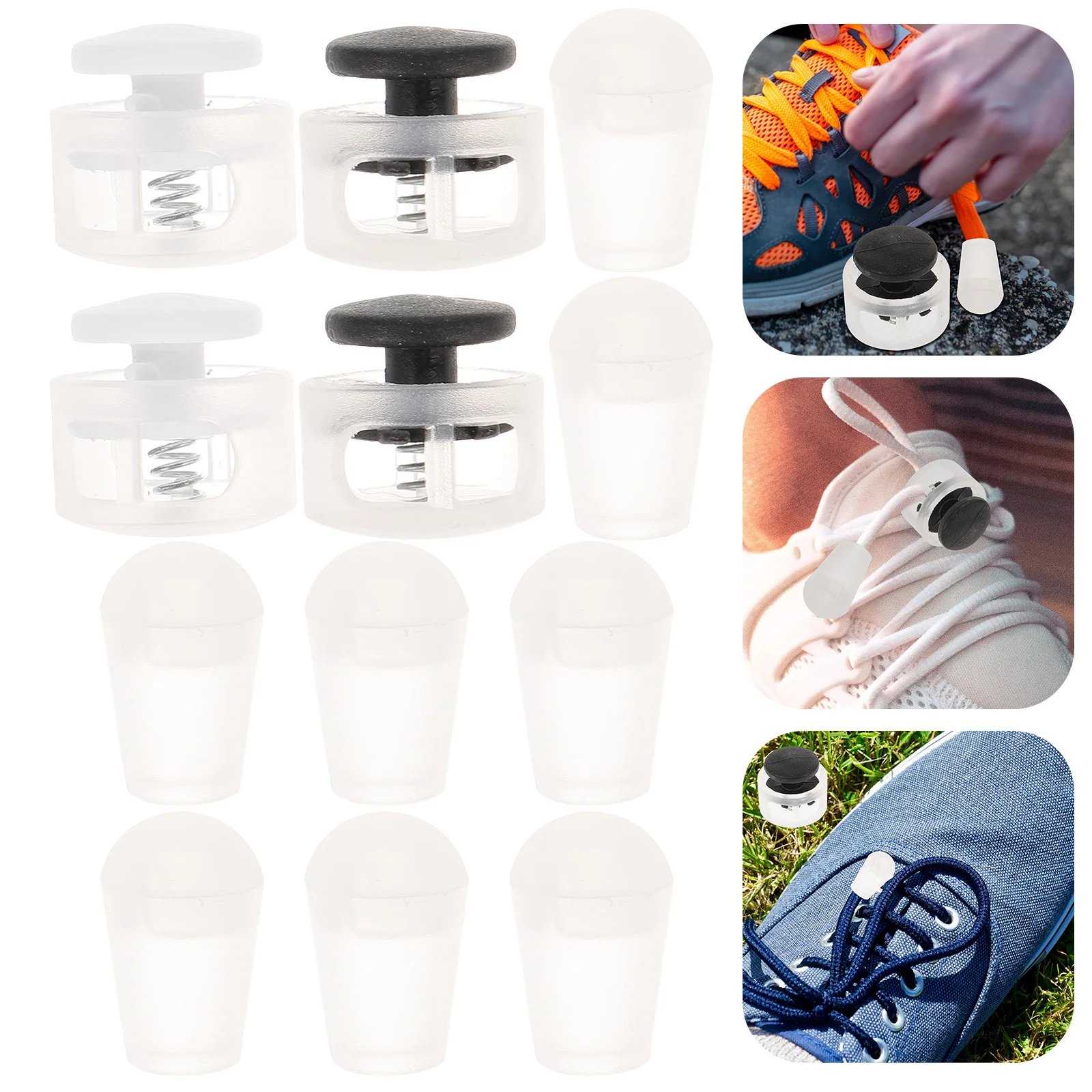 

4 Pairs Elastic Shoe Lace Shoelace Locks for Shoes Holder Laces Buckle Fastener Plastic Locking Clips Cord End