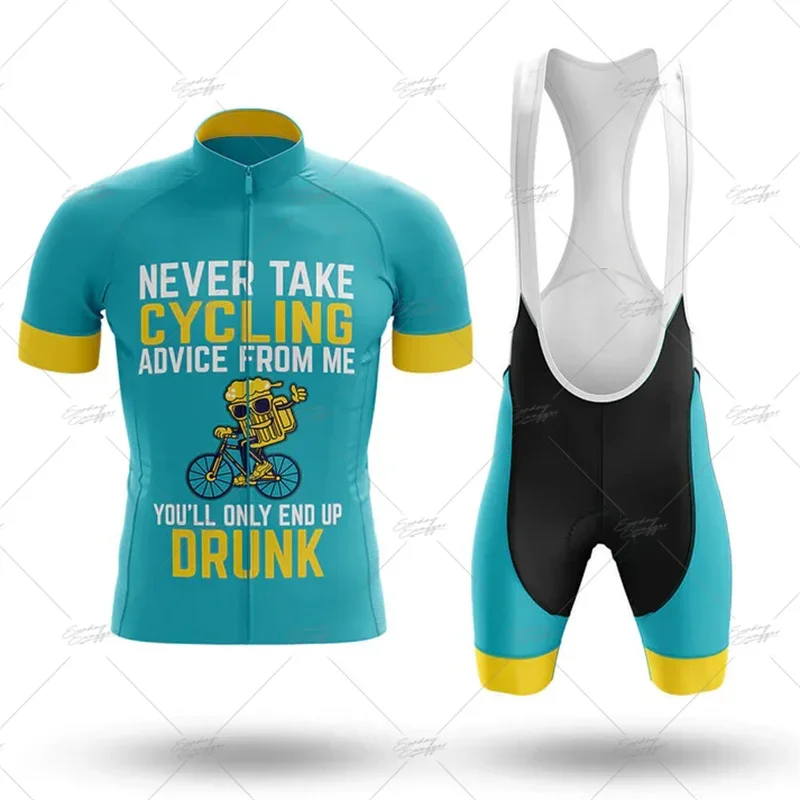 

Summer Men's Funny Cartoon Beer Cycling Jersey Sets Bicycle Short Sleeve Cycling Clothing Bike Maillot Cycling Jersey Bib Shorts
