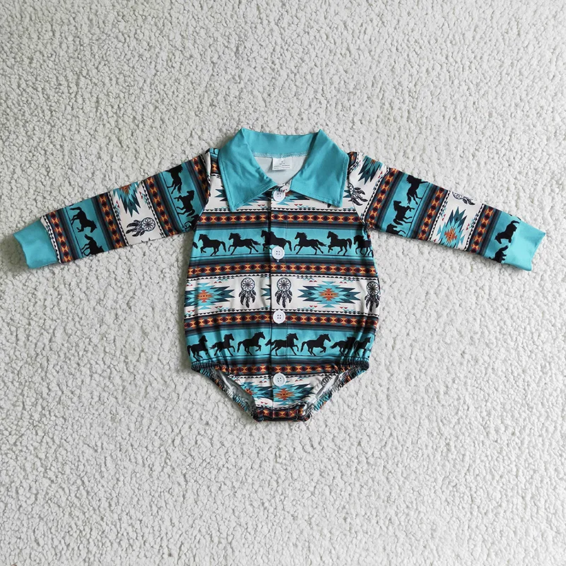 Wholesale Baby Boy Southwestern Horse Print Newborn Bubble Romper Shirt Jumpsuit Kid Toddler Button Down One-piece New Clothes
Wholesale Baby Boy Southwestern Horse Print Newborn Bubble Romper Shirt Jumpsuit Kid Toddler Button Down One-piece New Clothes