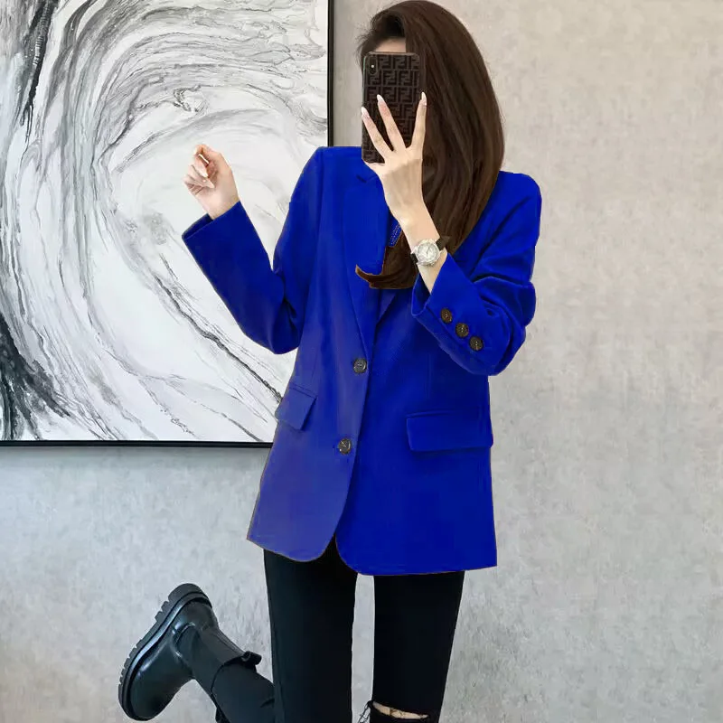Women Blazer Casual Jacket Multi-Color Pocket All-Match Long Sleeved OL Autumn Winter Elegant Office Lady Coat Loose Solid Thin Women Blazer Casual Jacket Multi-Color Pocket All-Match Long Sleeved OL Autumn Winter Elegant Office Lady Coat Loose Solid Thin