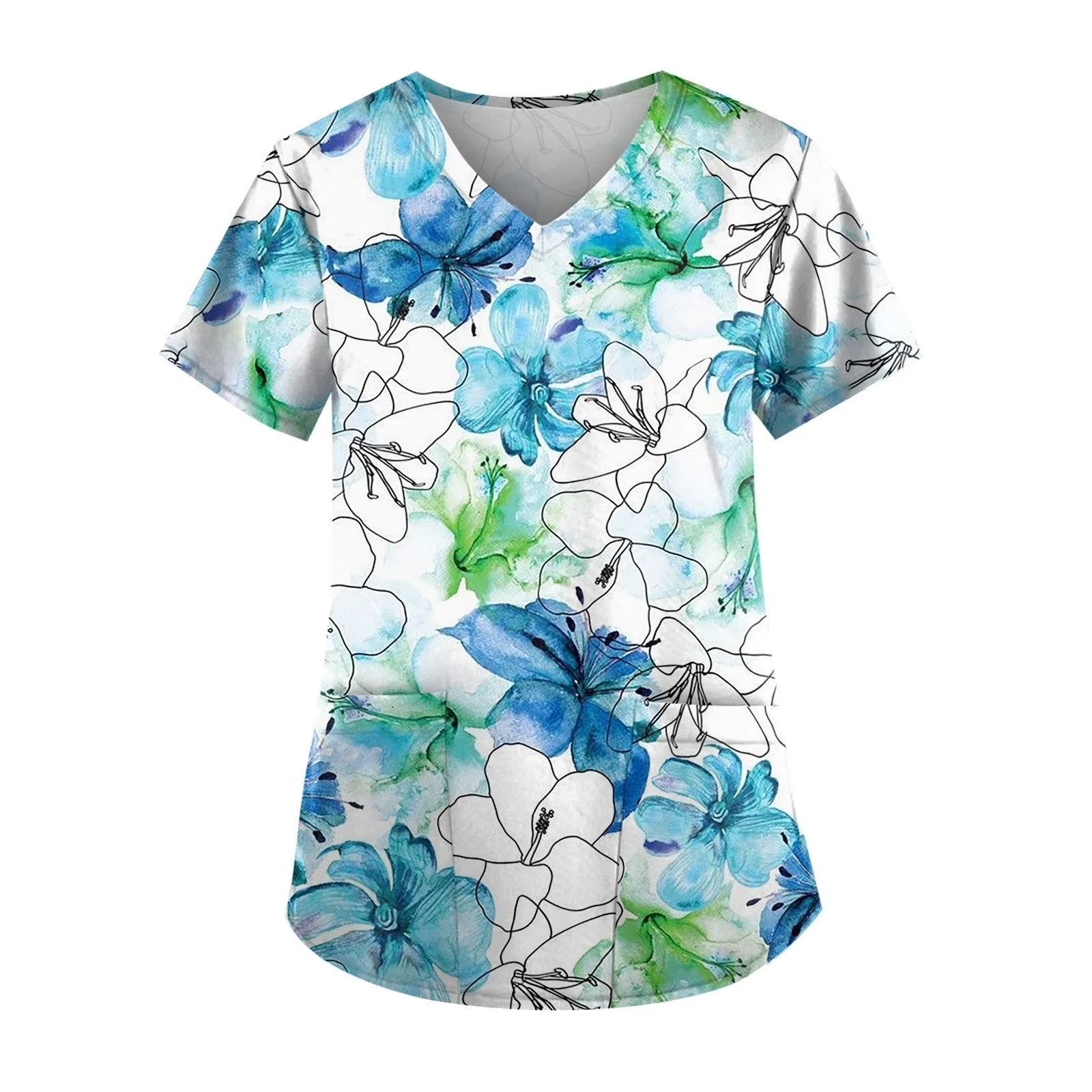 2024 Women Short Sleeve V-neck Tops Nurse Uniform Working Blouse Floral Printing Pocket Work Wear Nurse Uniforme De Enfermera
2024 Women Short Sleeve V-neck Tops Nurse Uniform Working Blouse Floral Printing Pocket Work Wear Nurse Uniforme De Enfermera