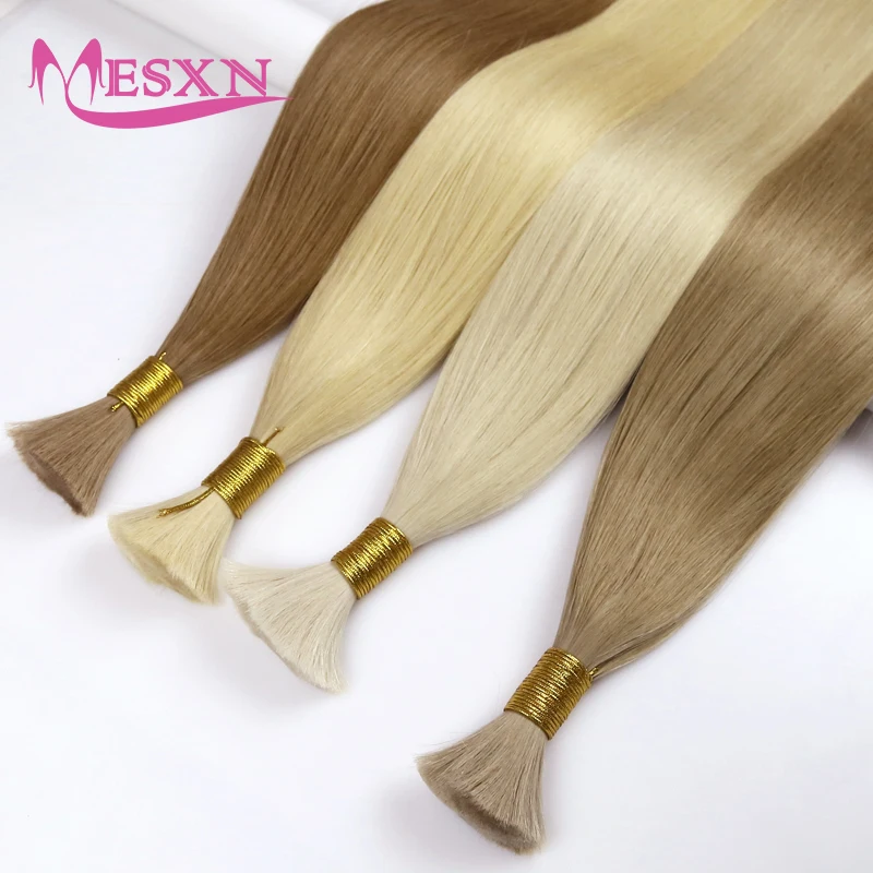 

MESXN Bulk Hair Extensions Human Hair 100% Real Natural Hair Black Brown Blonde 613 Color for Women For salon 16-24inch