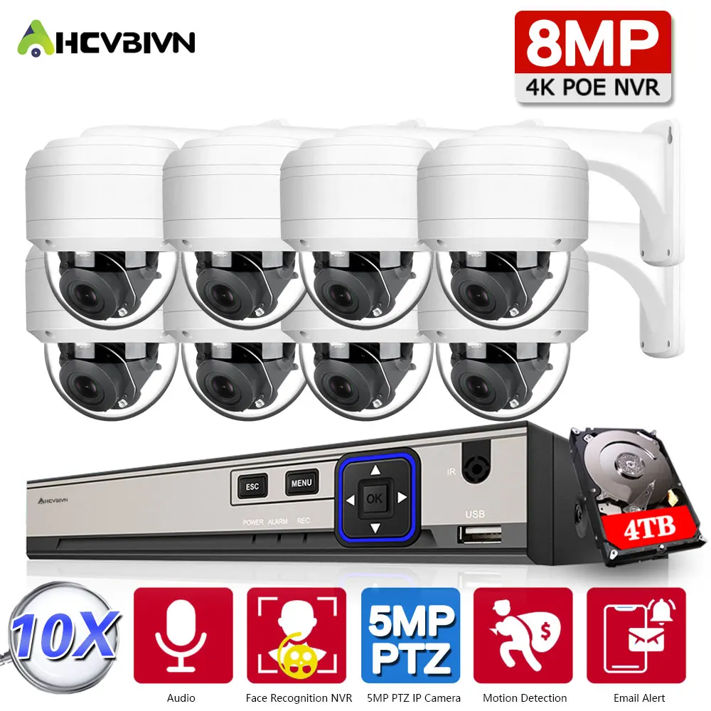 5MP 10X Zoom PTZ POE Dome Camera System Set 4K 8CH NVR Kit Outdoor Waterproof CCTV PTZ WIFI IP Security Camera Surveillance Kit
5MP 10X Zoom PTZ POE Dome Camera System Set 4K 8CH NVR Kit Outdoor Waterproof CCTV PTZ WIFI IP Security Camera Surveillance Kit