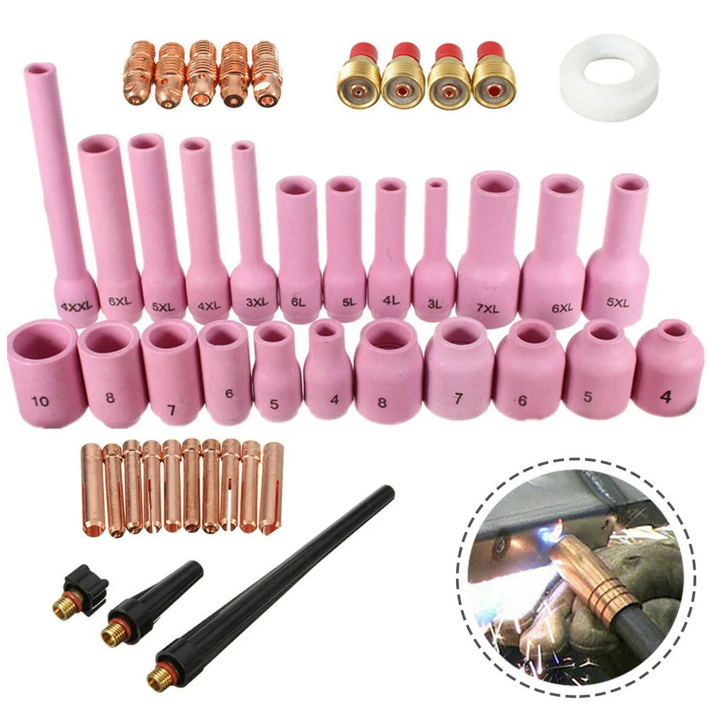 46Pcs TIG Gas Lens Collet Welding Torches Body Assorted Kit For TIG Welding Torch SR For WP-9 WP-20 WP-25 TIG Torches
46Pcs TIG Gas Lens Collet Welding Torches Body Assorted Kit For TIG Welding Torch SR For WP-9 WP-20 WP-25 TIG Torches