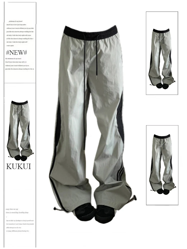 

Women Parachute Pants Baggy Y2k 90s Streetwear Jogger Sweatpants Vintage Harajuku Patchwork High Waist Wide Leg Trouser Clothes