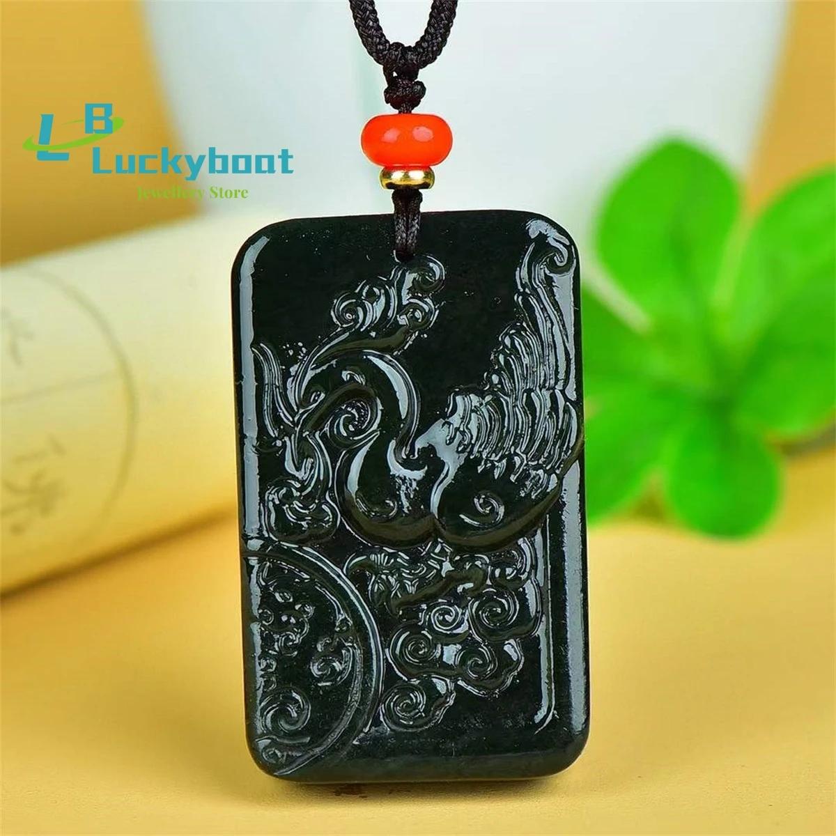 

Natural Hotan Jade Carved Phoenix Peace Tag Pendant Simple and Elegant Personality Fashion Versatile for Men and Women