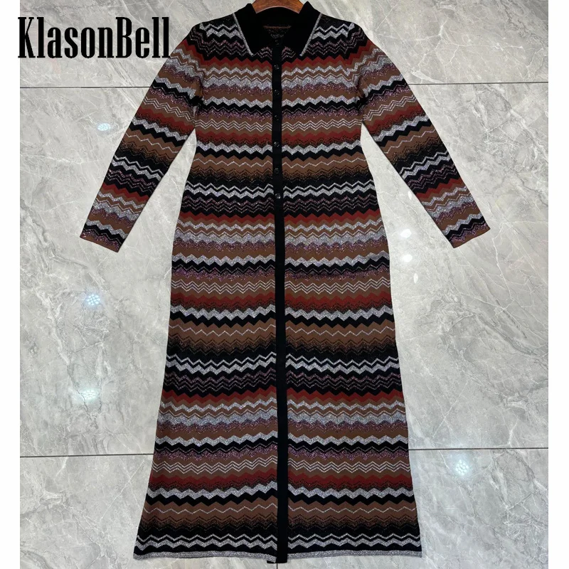 11.8 KlasonBell-Women's Vintage Elegant Wave Pattern Metal Turn-down Collar Single Breasted Midi Knit Dress
11.8 KlasonBell-Women's Vintage Elegant Wave Pattern Metal Turn-down Collar Single Breasted Midi Knit Dress