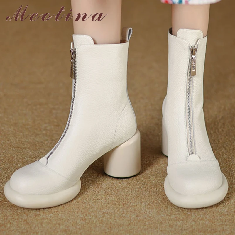 Meotina Women Genuine Leather Ankle Boots Round Toe Block High Heels Platform Zipper Short Boot Lady Fashion Shoes Autumn Winter
Meotina Women Genuine Leather Ankle Boots Round Toe Block High Heels Platform Zipper Short Boot Lady Fashion Shoes Autumn Winter