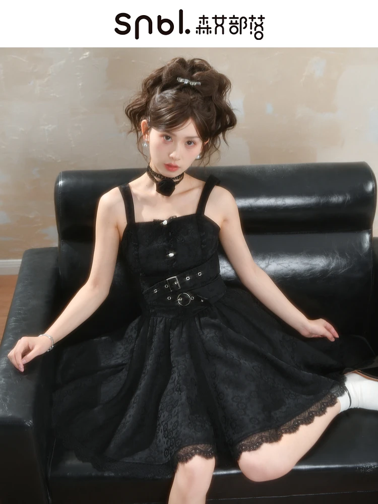 

Original Lolita Style Dress Serenade Exudes A Slimming Aura In The Dress Lace Black Dress Summer Retro Gothic Girl Camisole Dres