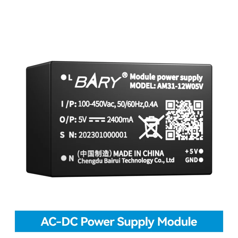 AC-DC Buck Converter Power Supply Module AM31-12W05V Short Circuit Protection Output 5V 2400mA Input Voltage 85~450V
AC-DC Buck Converter Power Supply Module AM31-12W05V Short Circuit Protection Output 5V 2400mA Input Voltage 85~450V