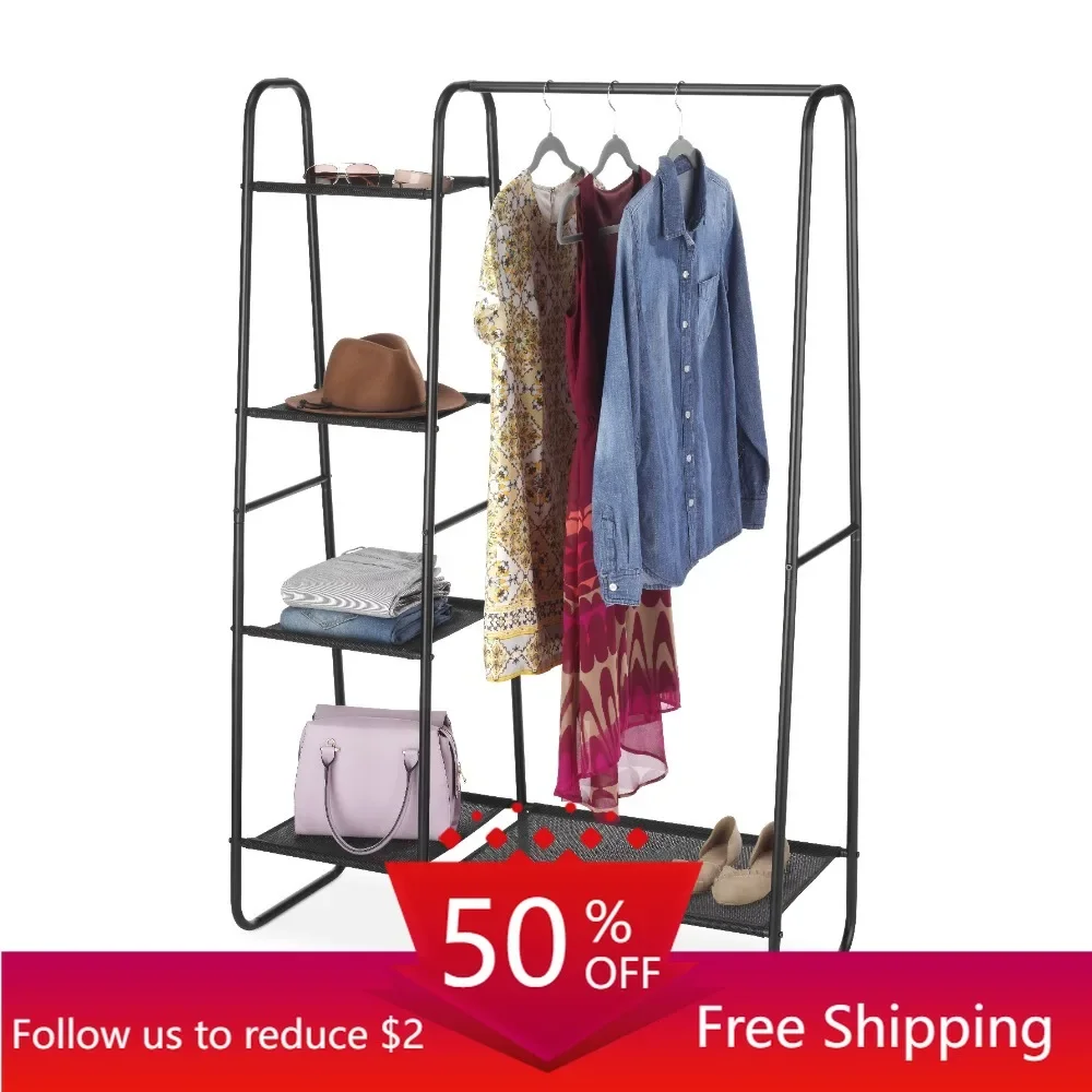 Freestanding Wardrobe w/Fine Mesh Fabric Shelves for Portable Clothing Storage, Black, wardrobes
Freestanding Wardrobe w/Fine Mesh Fabric Shelves for Portable Clothing Storage, Black, wardrobes