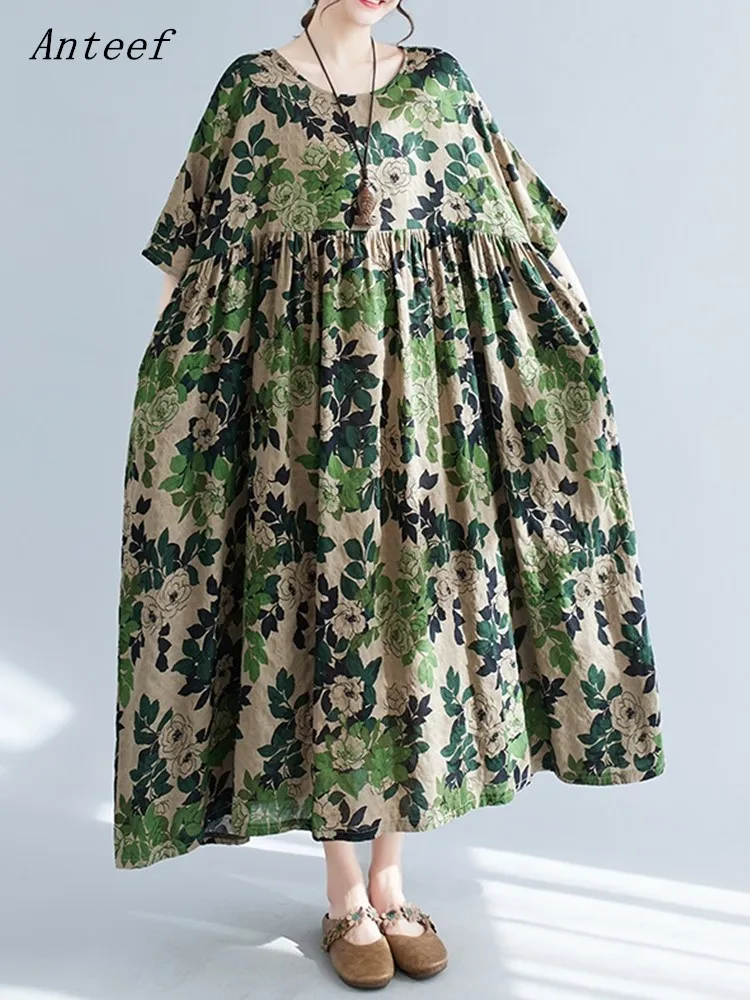 Anteef short sleeve oversized cotton vintage floral dresses for women casual loose long summer dress elegant clothing 2023
Anteef short sleeve oversized cotton vintage floral dresses for women casual loose long summer dress elegant clothing 2023