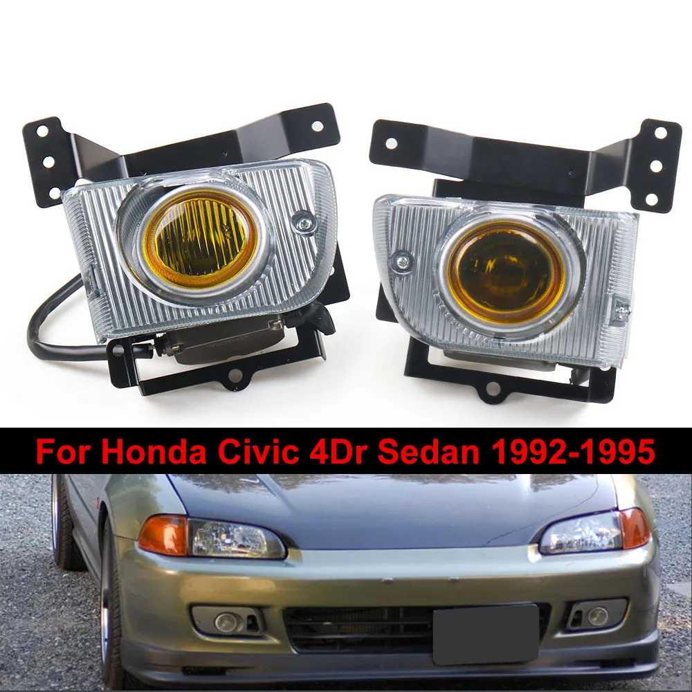 

For 92-95 Honda Civic 4Dr Sedan Clear Fog Lights Bumper Lamps Wiring Kits+Switch