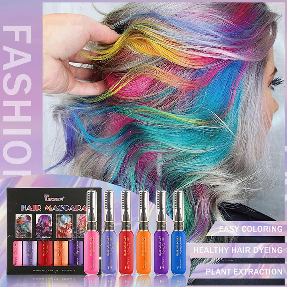 6 Colors One-off Hair Color Dye Temporary Non-toxic DIY Hair Color Mascara Cream Washable One-time Hair Dye Crayons With Brush
6 Colors One-off Hair Color Dye Temporary Non-toxic DIY Hair Color Mascara Cream Washable One-time Hair Dye Crayons With Brush