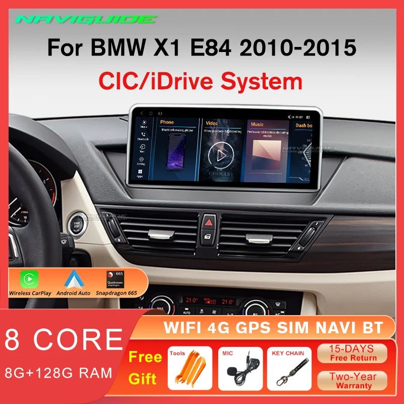 

Автомобильный радиоприемник IDE 10,25 дюймов Android 12 для BMW X1 E84 CIC iDrive 2010-2015 8 + 128 ГБ Carplay GPS стерео Мультимедийный Плеер 4G BT