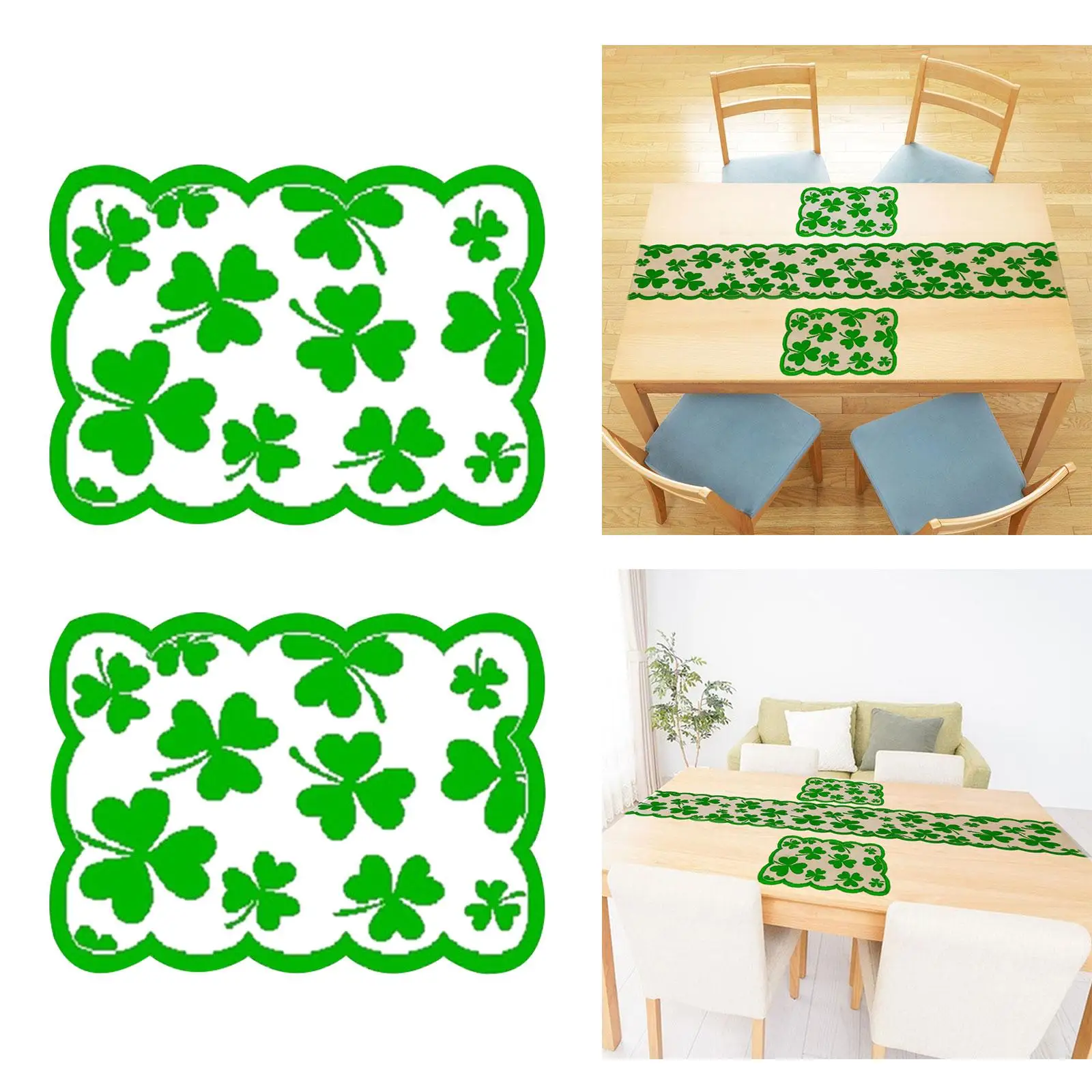 

2 Pieces ST Patrick's Day Decorations Ornaments 45x30cm Lace Placemats Irish Festival for Indoor Holiday Dinner Home Party Hotel