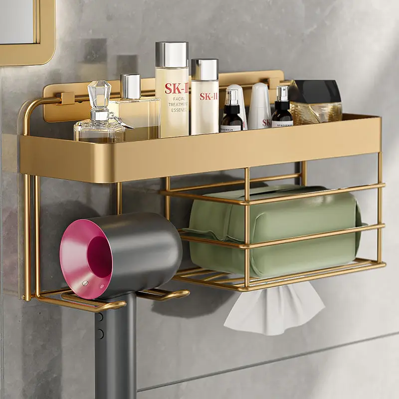 Bathroom Light Luxury No-hole Wall Washcloth Shelf Wall Hanging Washstand Skin Care Products Paper Drawer Integrated Storage
Bathroom Light Luxury No-hole Wall Washcloth Shelf Wall Hanging Washstand Skin Care Products Paper Drawer Integrated Storage