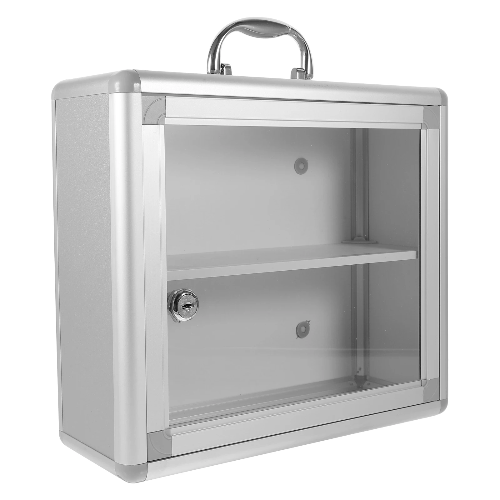 

Visible Locking Case Emergency Medicine Box Transparent Aluminum Alloy Box Wall-mounted Medicine Cabinet with Lock 30X26X11CM