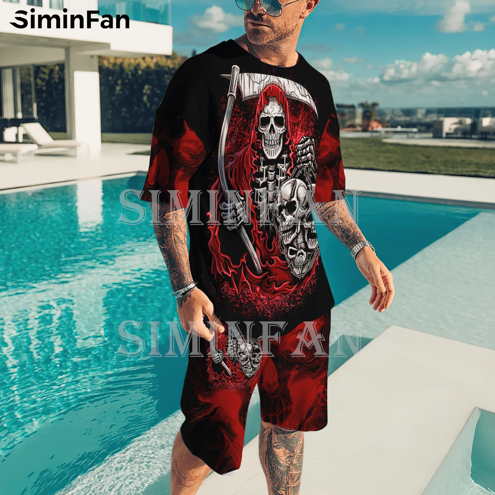 Reaper Red Skull Tattoo 3D Printed Men T-Shirts Beach Shorts Set Summer Male Suit Tracksuit Two-Piece Sportswear Casual Tees Top
Reaper Red Skull Tattoo 3D Printed Men T-Shirts Beach Shorts Set Summer Male Suit Tracksuit Two-Piece Sportswear Casual Tees Top