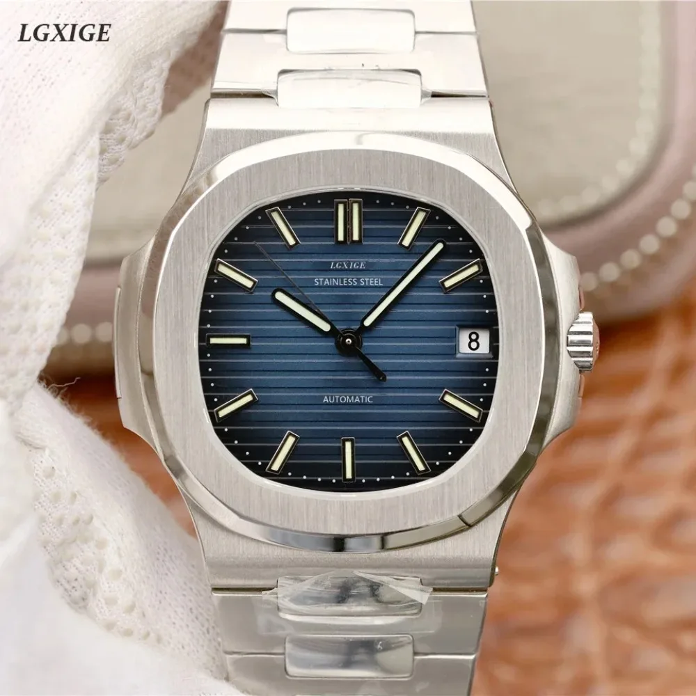 

Автоматические механические часы бренда LGXIGE, мужские военные роскошные часы из нержавеющей стали, мужские повседневные модные наручные часы, мужские часы