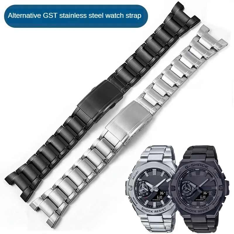 

Solid Precision Steel Strap With Substitute Steel Heart GST-B500/GST-B100 W300 Series Concave Interface Stainless Watch Chain