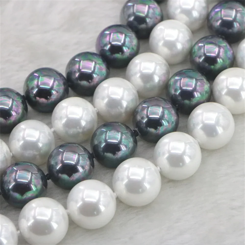 

Big 14mm Black White South Sea Shell Pearl Necklace for Women Choker Unisex Costume Fashion Jewelry Classic Girls Accessories