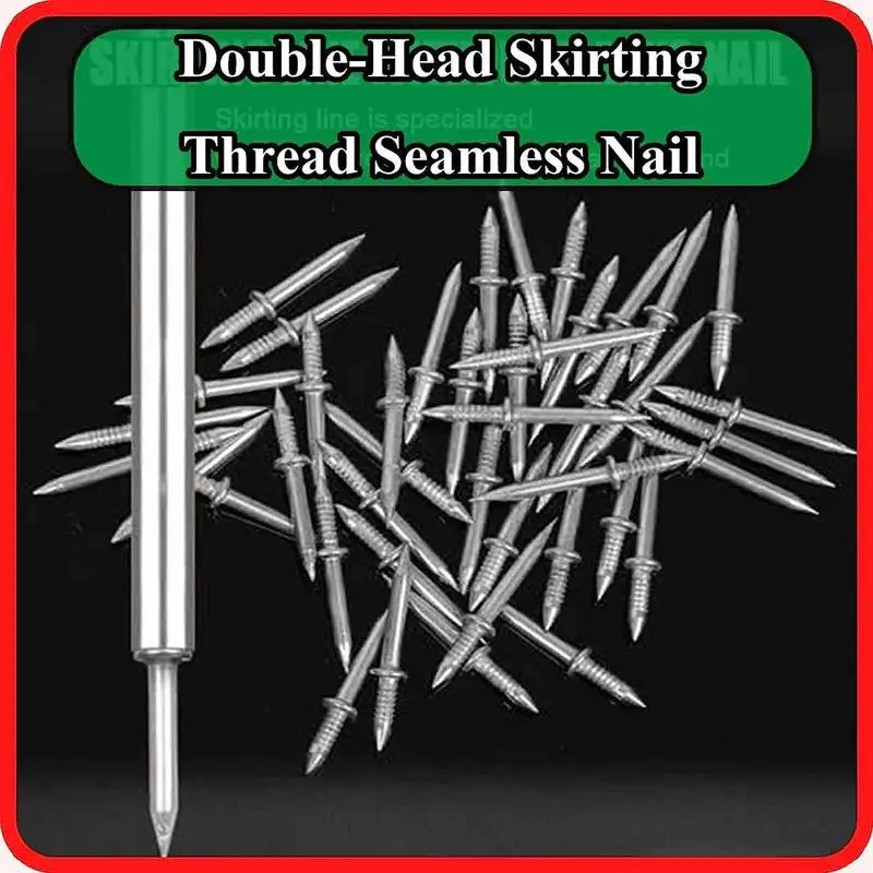 

100PCS Double Head Nail Sturdy Rust Proof Skirting Nails Set For Skirting Line Seamless Installation Non Marking Metal Nails