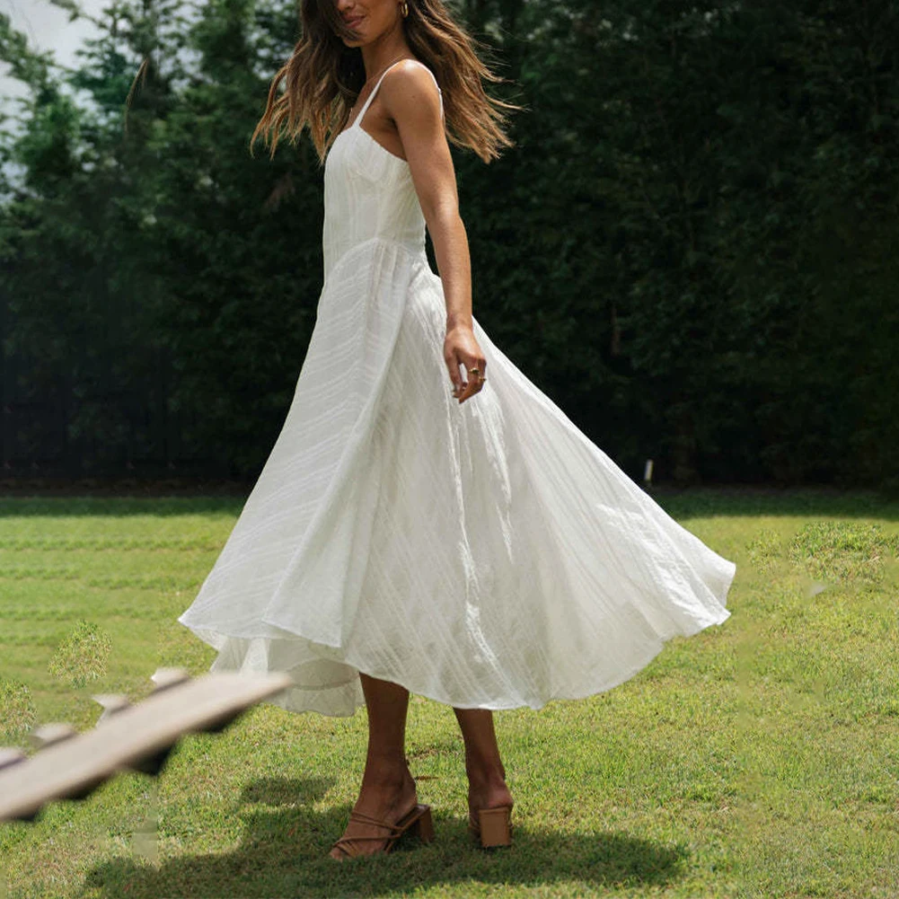 Dress Women Summer Spaghetti Straps Irregular Big Swing White Beach Dress Bohemian Long Dress Lady Sweet Dresses Vestido
Dress Women Summer Spaghetti Straps Irregular Big Swing White Beach Dress Bohemian Long Dress Lady Sweet Dresses Vestido