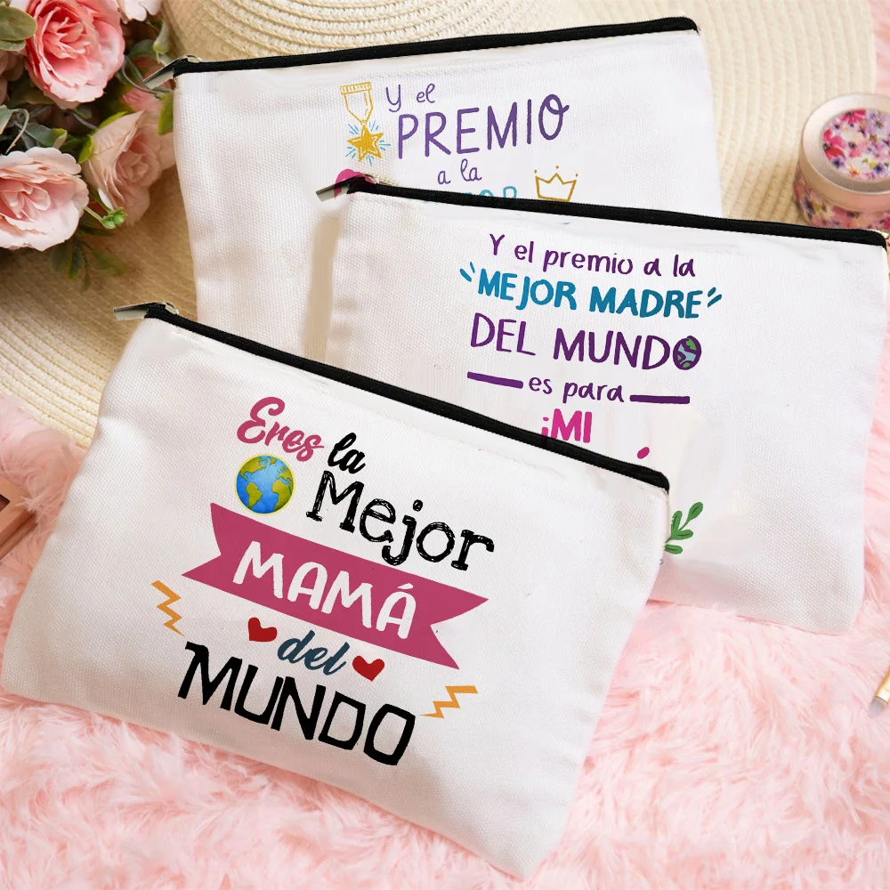 

Best Mom in The World Printed Makeup Bag Travel Neceser Toiletry Storage Pouch Cosmetic Bags Mother's Day Birthday Gift for Mama